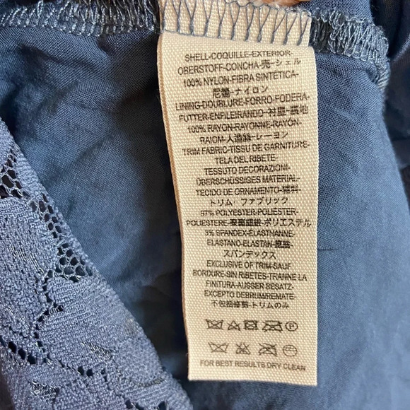 Free People Gilded Blue Lace Dress Ribbon tie  Size S - Picture 12 of 17